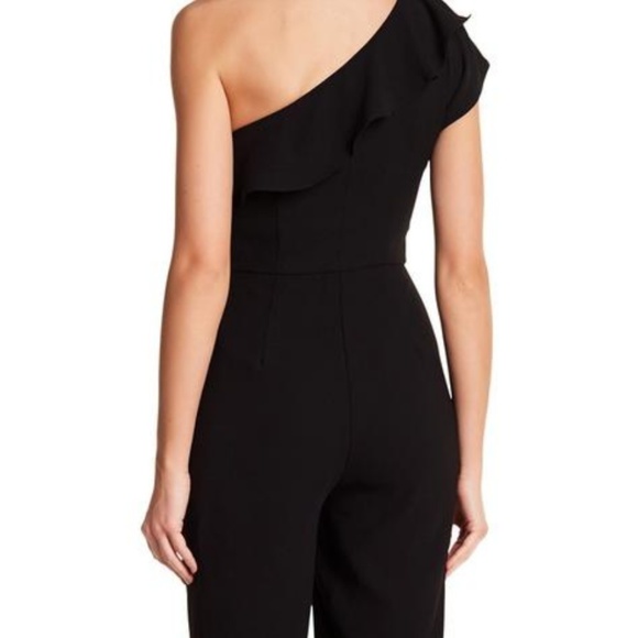 Monique Lhuillier Black One Shoulder Jumpsuit - Picture 2 of 4